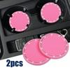 Car Non-slip Water Cup Pad Diamond Rhinestone Decor Rubber Round Mat Cup Holders Anti-skid Silicone Pads Auto Accessories