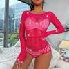 Sexy Women Bodysuit Rhinestone Backless Fishnet Jumpsuit Woman Body Suits
