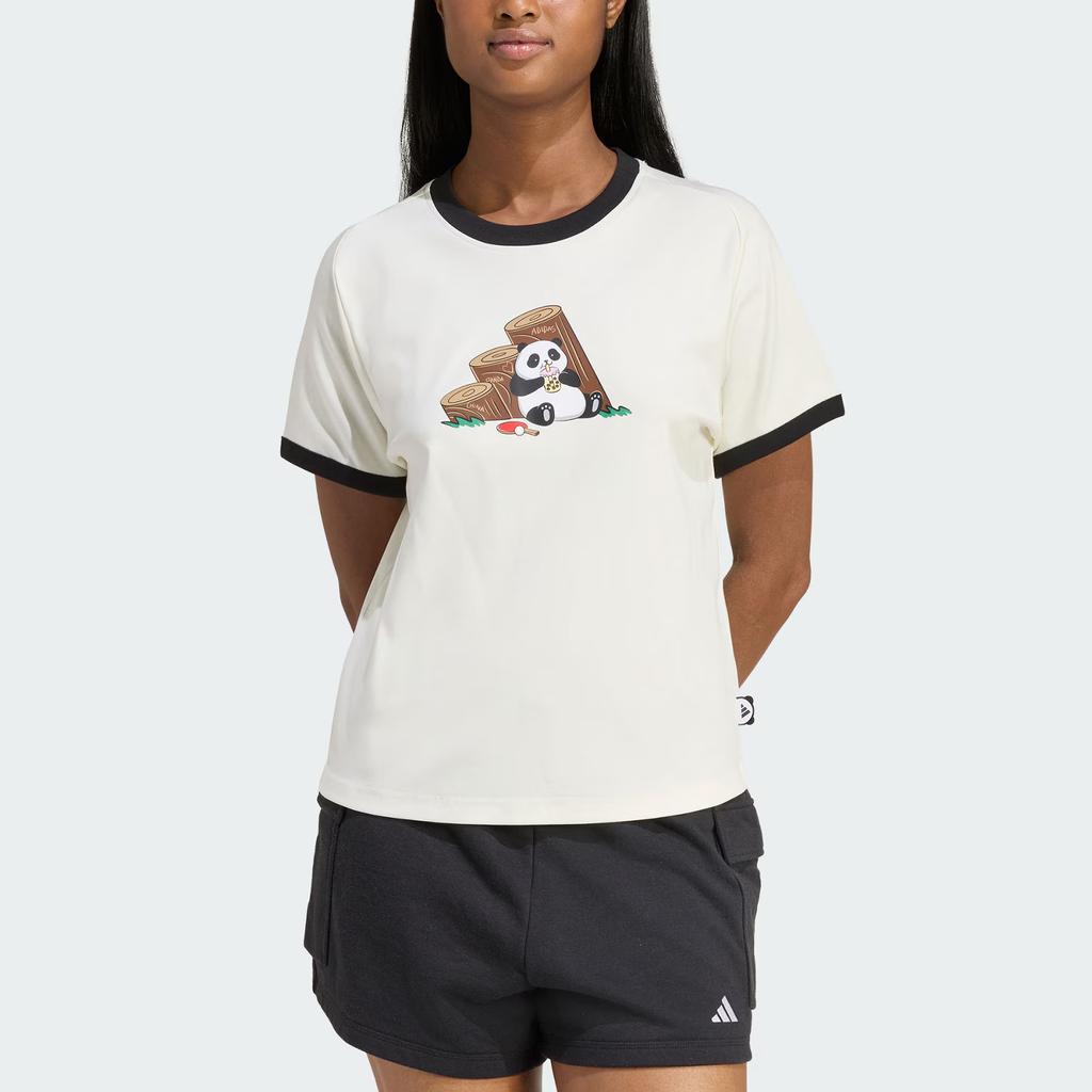 adidas Женская повседневная спортивная футболка с коротким рукавом Panda Chill из хлопка tops KB7214