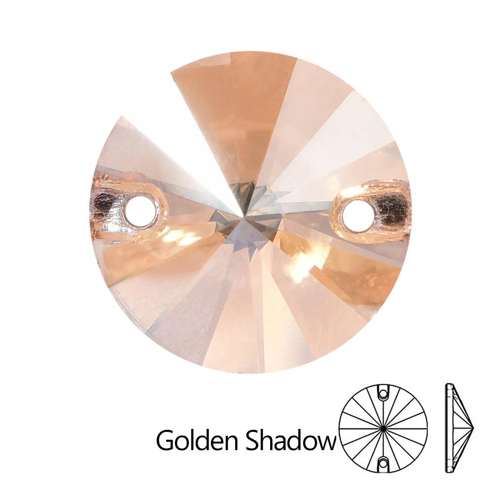 Gold Bottom Glass Hand Sewn Drill Satellite Double Hole, Flat Bottom Double Buckle Hand Sewn Drill Diy Clothing Accessories Accessories Rhinestone