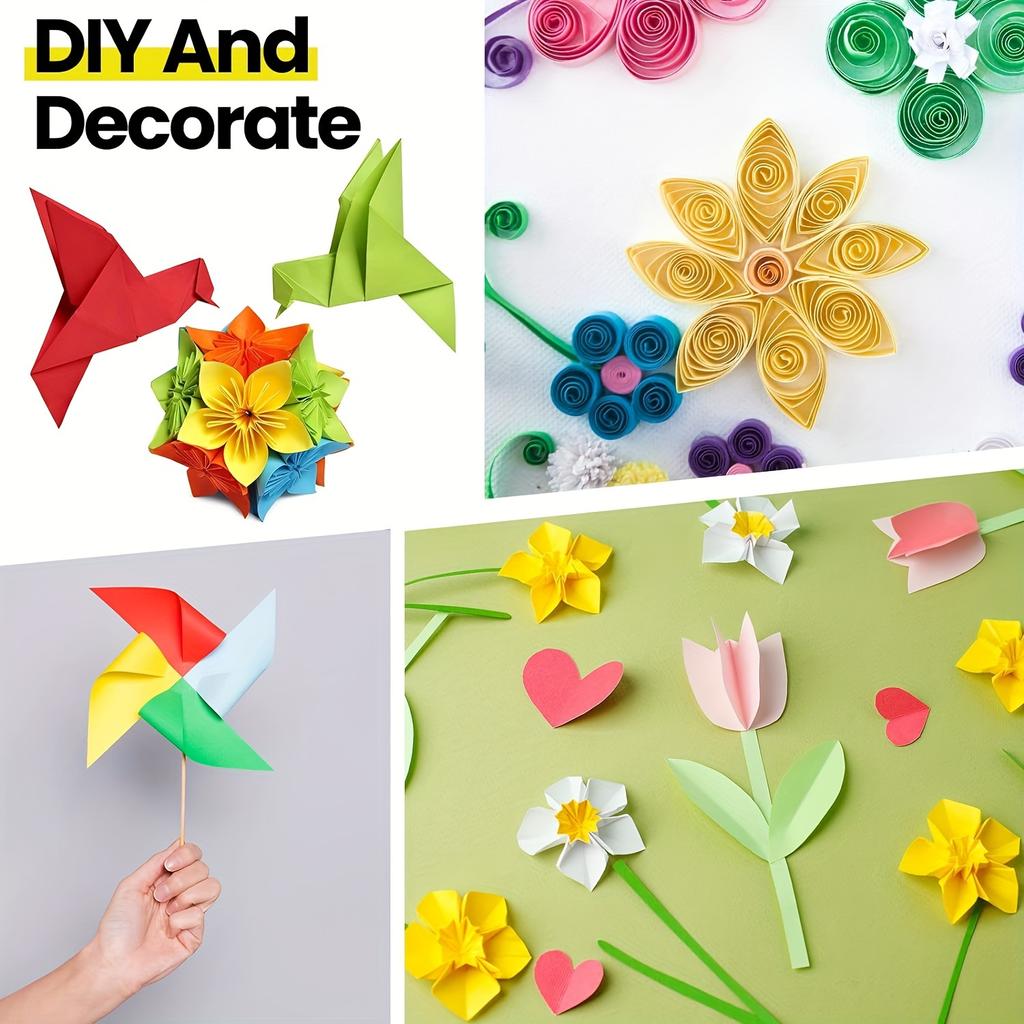 400 Pieces of Origami 100 Pieces of Each Size 10 Colors of Square Origami Suitable for DIY Handicraft Project Gift Box Packaging