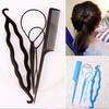 4Pcs Women Braiding Comb Topsy Tail Styling Tools DIY Bun Hair Loop Donut Maker