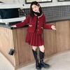 Girls' Red Princess-Style Two-Piece Suit for Autumn/Winter