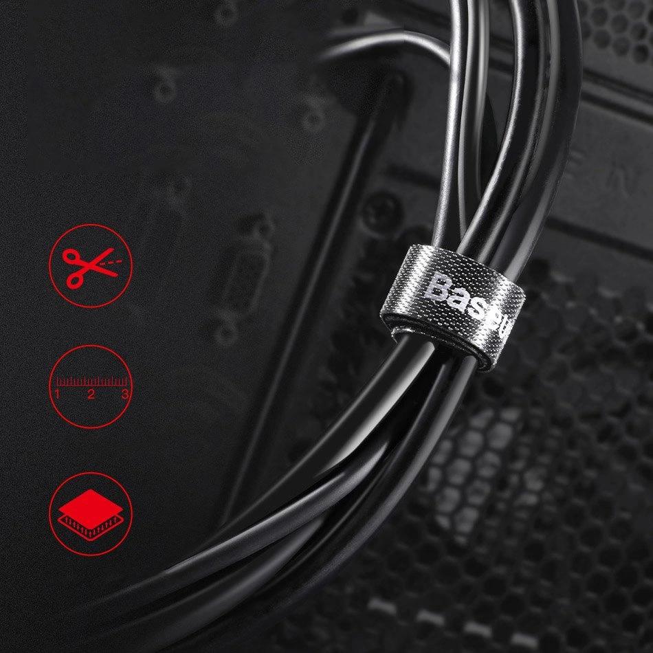 Baseus Rainbow Circle Hook And Loop Straps - Velcro Tape, Velcro Cable Organizer 3M Black (Acmgt-F01)
