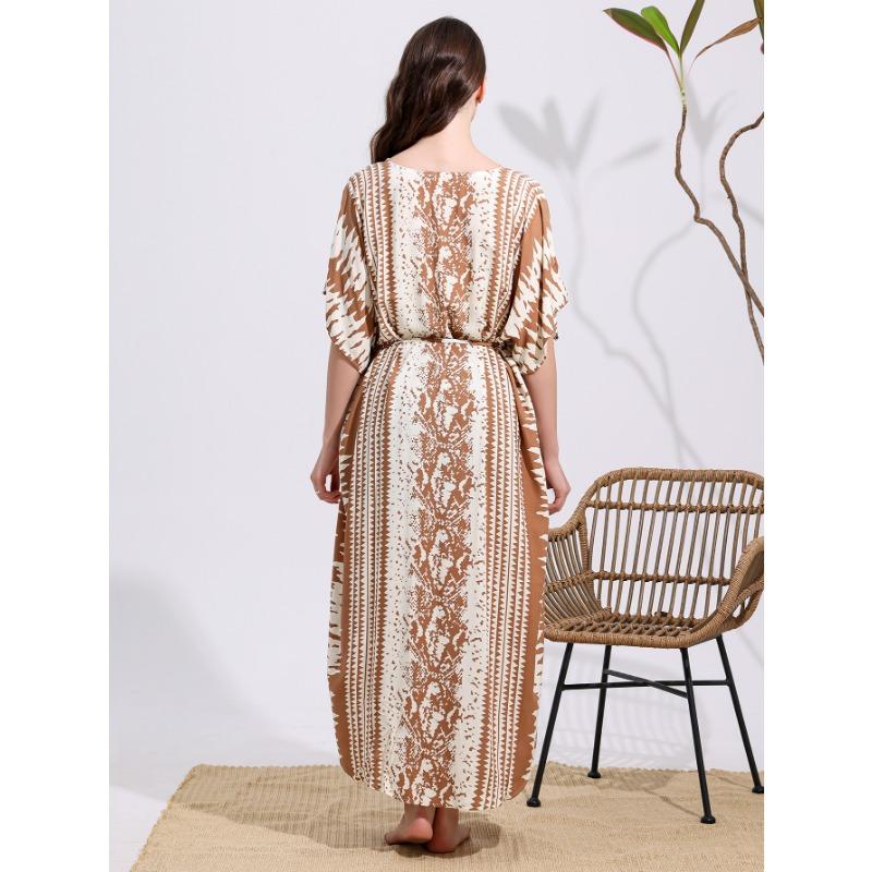 Popular Snake Pattern Printing Beach Blouse Robe Loose Vacation Sunscreen Bikini Blouse