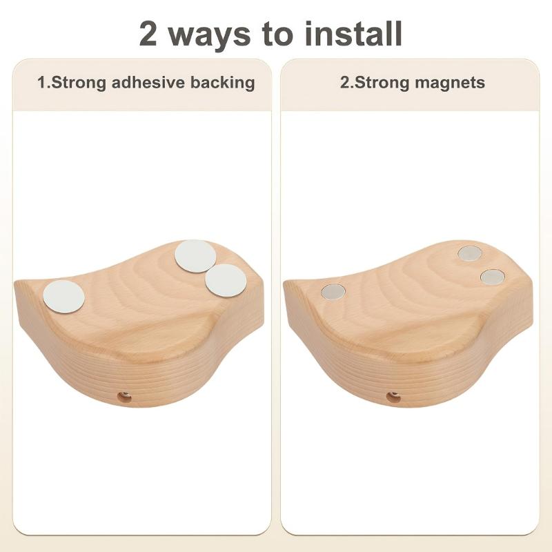 Decorative Wooden Bird Shape Magnetic Doorbell Metal Shopkeepers Bells for Refrigerator Entrance Wall Store Door Chimes