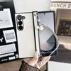 Роскошный кожаный чехол для телефона с тиснением под крокодила для Samsung Galaxy Z Fold 7 6 5 4 3, ремешок на запястье, защита шарнира, противоударная задняя крышка