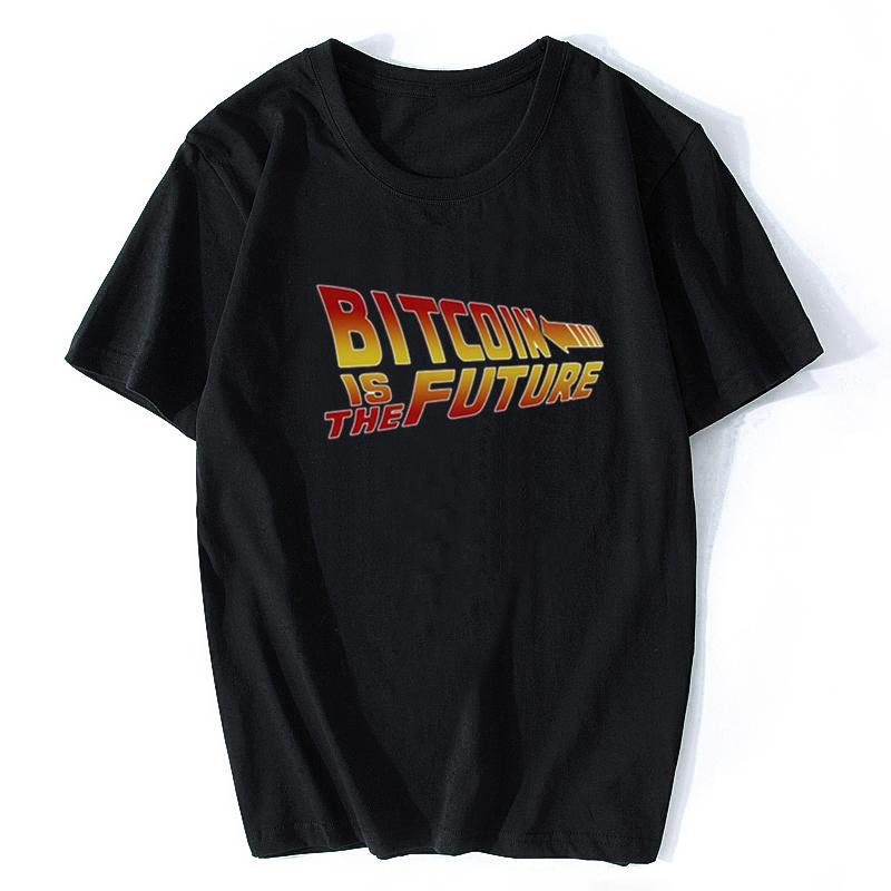 Крутая футболка Bitcoin Is The Future для мужчин с круглым вырезом и коротким рукавом, футболка с надписью BTC Crypto Currency Blockchain, хлопковая уличная футболка