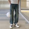 Heavy industry washed jeans men's new loose mopping trousers straight men's casual trendy fashion tooling pants
