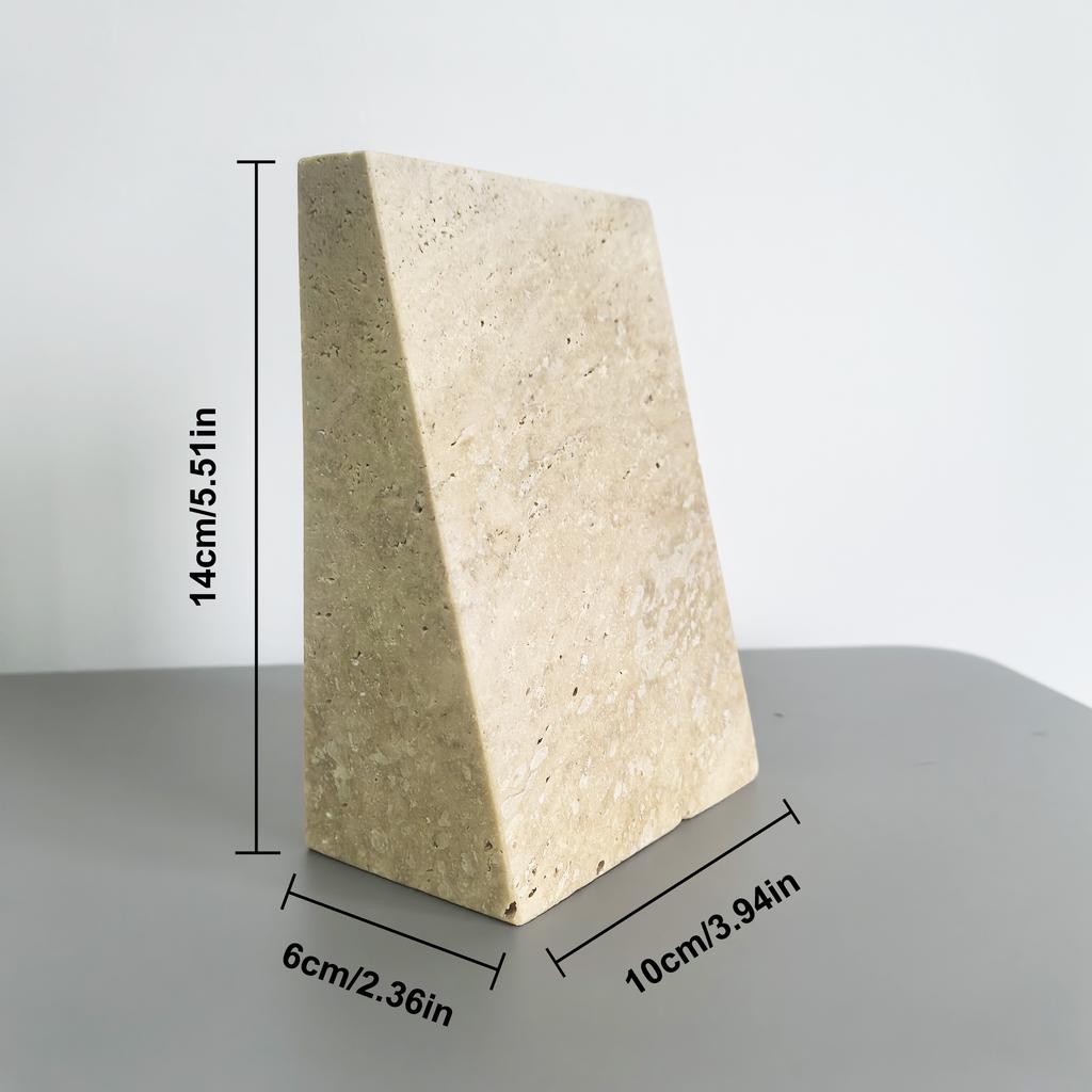 Telazzo Custom Modern Art Deco Handmade Travertine Stone Bookends Irregular Shape Interior Hotel Home Living Decor Birthday