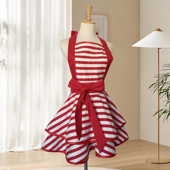 Винтажный фартук для женщин, кухни, приготовления пищи, выпечки, барбекю, гриля, полоски, закрывающие грудь до колена