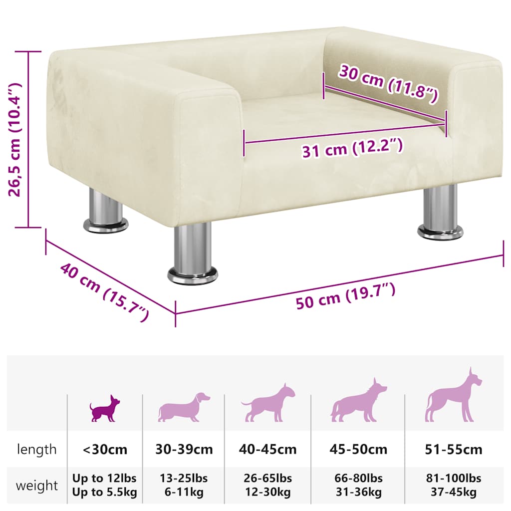 Dog Bed Cream 50x40x26.5 cm Velvet