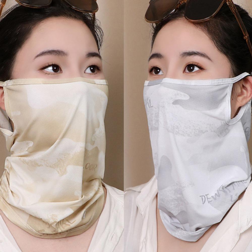 Ear Hanging Sunshade Veil Face Cover Shading Ice Silk Face Mask Scarves Sunscreen Face Mask Summer