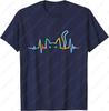 Funny Heartbeat Cat Lover Animal Silhouette Cute Printed Unisex Adult Cotton TShirt Creative Trend Casual Simple Man Camisetas