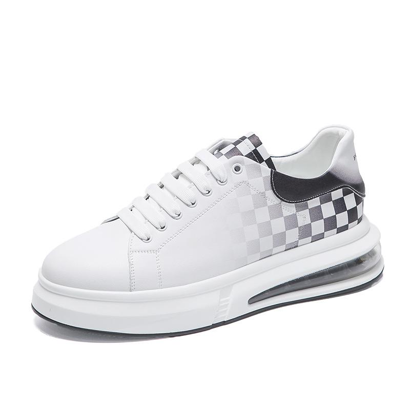 Новые низкие кроссовки для мальчиков с принтом в клетку на 3D-принтере, черно-белые туфли на воздушной подушке, модная спортивная и повседневная обувь
