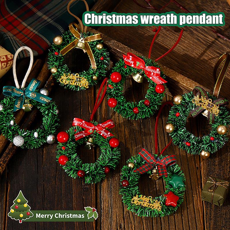Merry Christmas Wreath Pendant With Bell Car Door Hanging Decoration Xmas Party Christmas Tree Decor Accessories