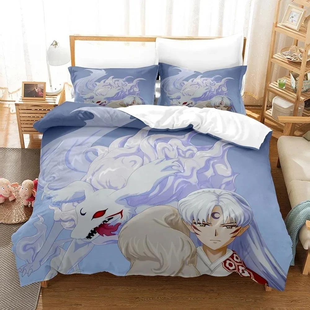 New Fashion Inuyasha Bedding Collection Single Twin Full Queen King Size Bed Collection Adult Kid Bedroom 3D Anime Bed Sheets And Pillowcases
