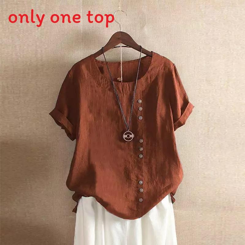 Cotton Linen T Shirt For Women With Loose Fit And Short Sleeves For Casual Wear