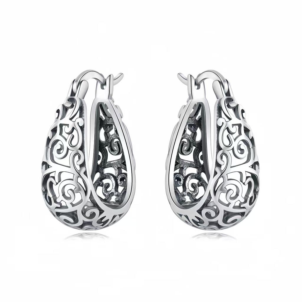 Серьги-кольца из серебра 925 пробы, серия «Винтажная лоза», универсальные серьги для женщин, ювелирные изделия, тонкие подарки на день рождения