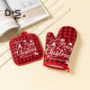1 Set Baking Glove Cartoon Pattern Christmas Glove Heat-resistant Oven Glove with Mat for Home Kitchen