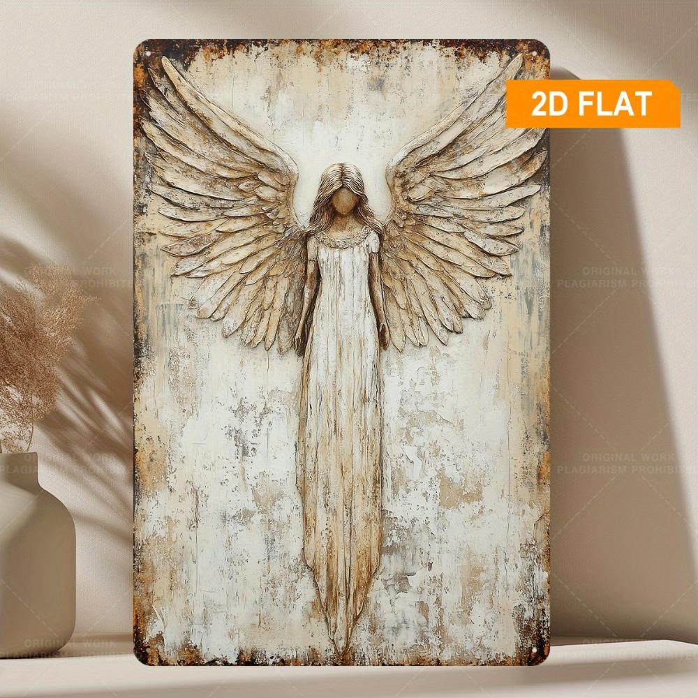 GuardianAngel Металлическое настенное искусство Ретро Кантри Крылатый ангел Узор xДюйм Нержавеющий алюминиевый Декор В помещении На улице Дом Офис Wal