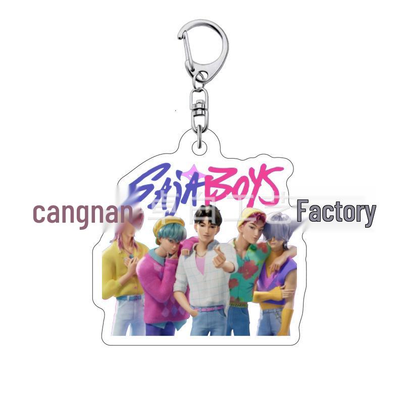 K-pop Брелок для ключей с женской группой «Охотники на демонов»: Милый акриловый брелок для школьной сумки Lumi, Zoe, Mira & Qin Yu