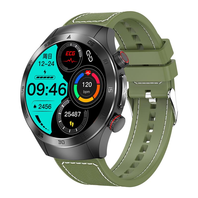Smart Watch E800 Men 1.49" Amoled Screen ECG Laser Therapy Health Monitor SOS Bluetooth Call Sports Fitness Tracker Smartwatch