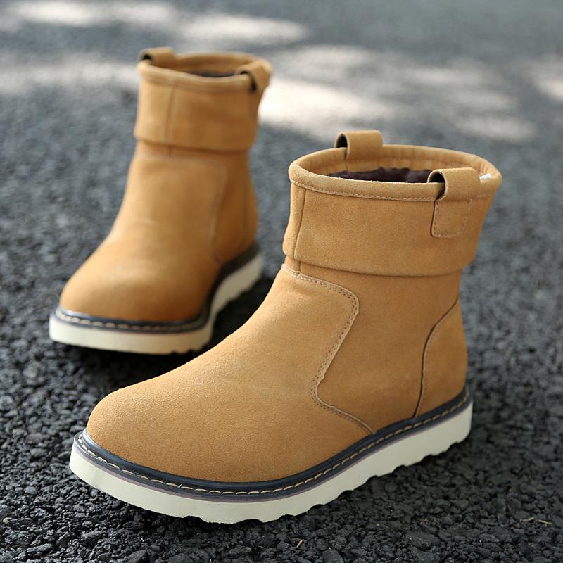Handmade Genuine Leather Comfy Soft Lined Men Ankle Snow Boots Warm Waterproof Winter Outdoor Cold Weather Footwear