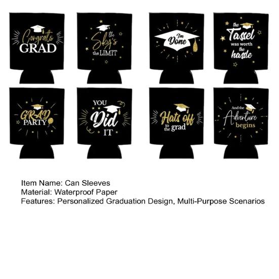 8 шт. охлаждающих чехлов для банок на выпускной, черные и золотые крышки для банок объемом 12 унций, подарок выпускникам 2025 года на выпускной в медицинском колледже