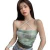 Women's Tie Dye Bandage Halter Slim Navel Exposed Camisole Tank Tops