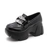 Platform Loafers Women's 2025 Spring New One-pedal Shallow Mouth Single Shoes Inner Height Increase Women's Shoes Small Muffin Shoes