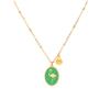 [Q2499] - Designer Steel Necklace 'Flamingo' Light Green Gold - 16x12 Mm