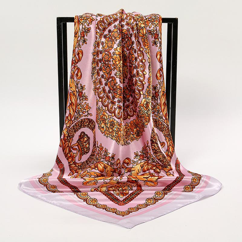 Spring and Autumn Women's Cashew Print Square Scarf Fashion Commuting Versatile Headscarf Stained Rose Square Scarf