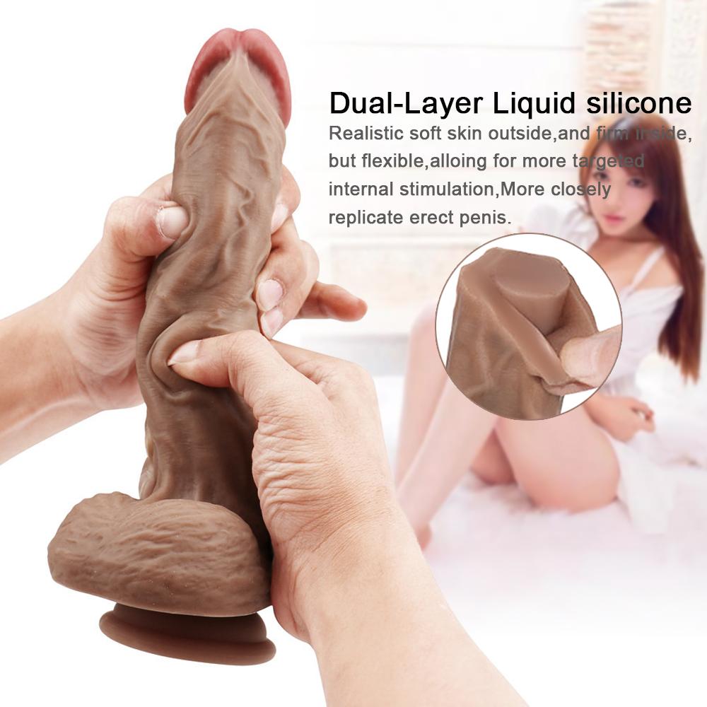 Силиконовый фаллоимитатор, секс-игрушки для женщин с присоской, реалистичные фаллоимитаторы, женская мастурбация
