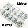 620pcs Aluminum Blind Rivets, 14 Sizes Pop Rivets Assortment Kit, 1/8" 3/16"3/32" 5/32" Diameter Blind Rivet Set