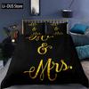 Черно-белый пододеяльник Queen/King/Full Size Mr and Mrs Комплект постельного белья из 3 предметов Мягкий микрофибровый парный романтический пододеяльник