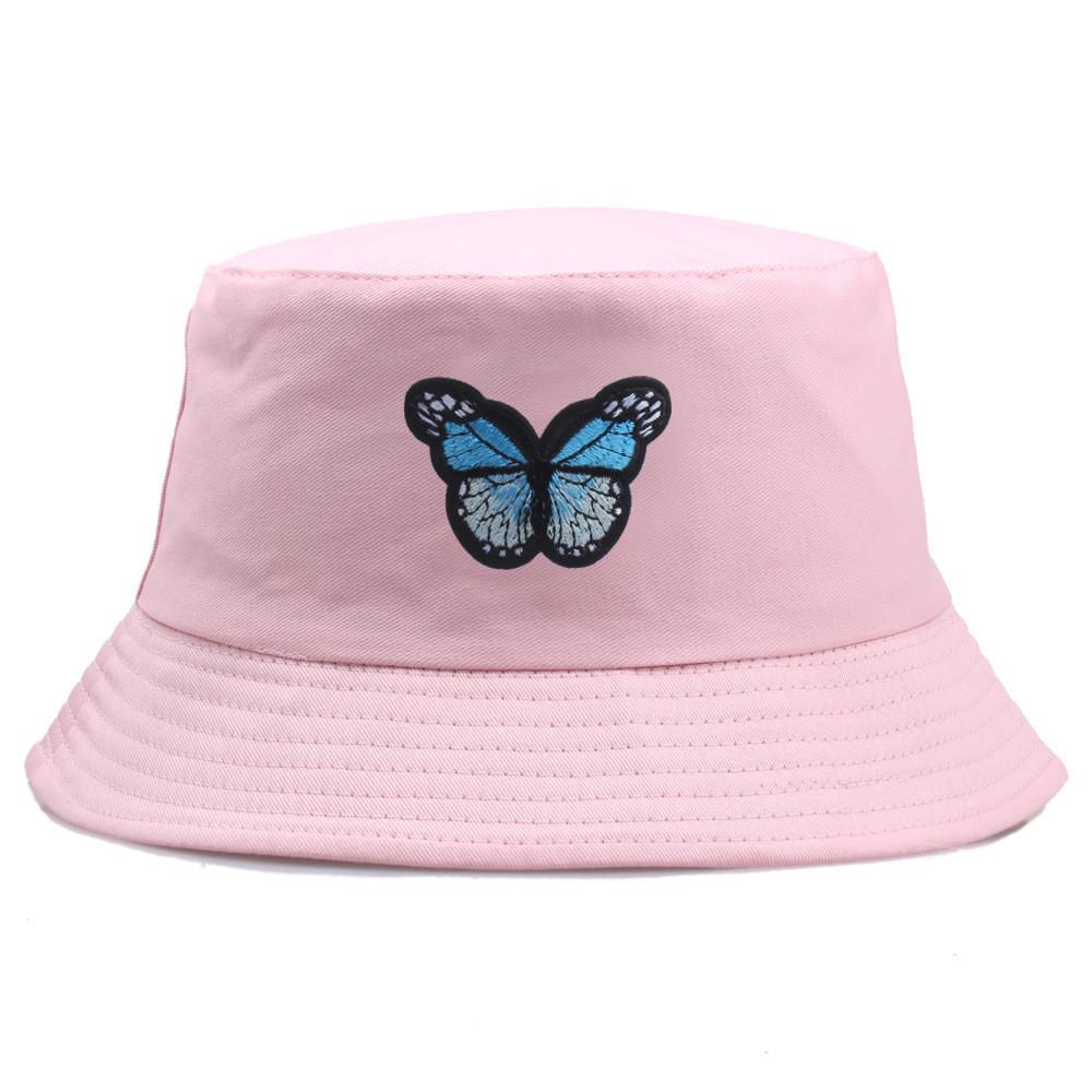 Embroidery Pattern Butterfly Bucket Hat Fisherman Hats Stylish Casual Headwear