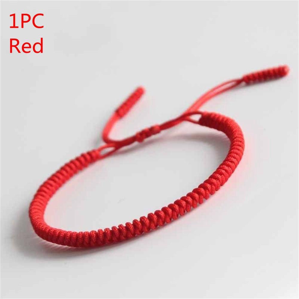 1PC/3PCs Handmade Jewelry Adjustable Tibetan Buddhist Knots Bracelet Weave Bangle Red Rope
