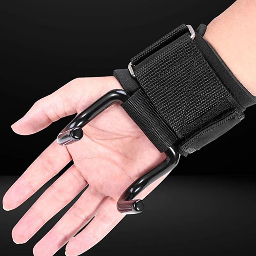 1/2Pcs Weight Strap Hand-Bar Wrist Strap With Wrist Wraps Gym Fitness Hook Weight Lifting Hooks