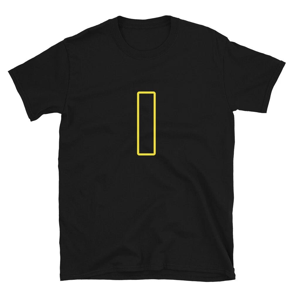 Letter I Yellow Bold Font Simple Black T-Shirt
