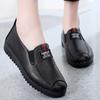 Осенняя обувь для мам, женская обувь, нескользящая кожаная дышащая рабочая обувь на плоской подошве для среднего возраста, одинарные туфли
