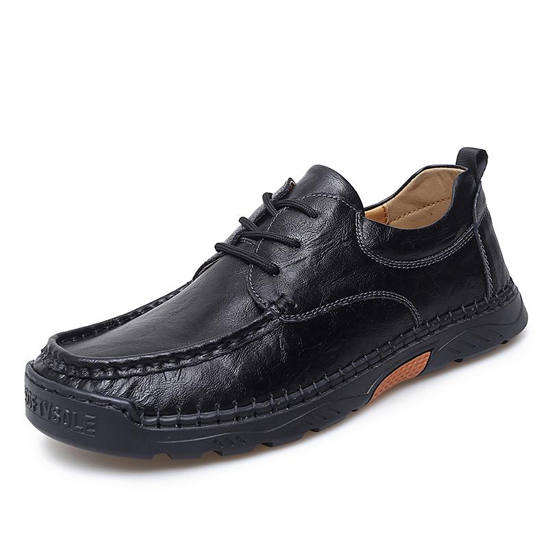 FashionHandmade Soft Soled Men's Genuine Leather Shoes Comfortable Casual Shoes Outdoor Jogging Shoes Wear-resistant Men's Loafers