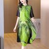 Women's Summer New Vintage Satin A-line Dress Loose Large Size Lady Dresses