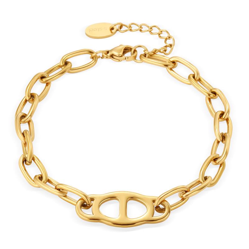 Браслет женский титановая сталь покрытая настоящим золотом не выцветает модный простой нишевый дизайн ювелирные изделия из нержавеющей стали