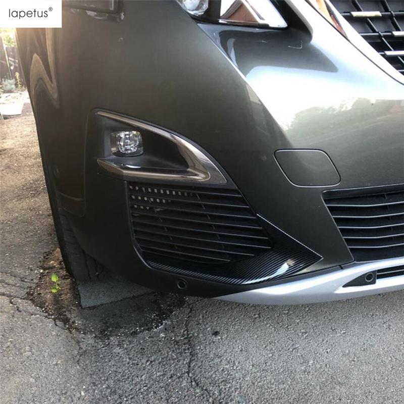 Front Fog Lights Lamp Eyelid Eyebrow Strip Cover Trim ABS Chrome / Carbon Fiber Accessories For Peugeot 3008 3008GT 2017 -