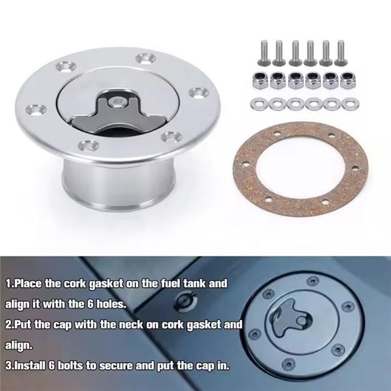 X95-Aluminum Billet Fuel Cell Tank Cap Polished Finish/ID 35.5Mm 6-Hole Fuel Surge Tank Cap Flush Mount