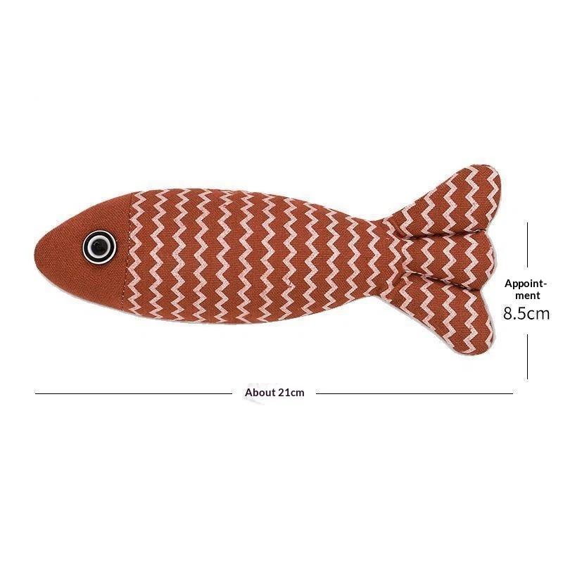 Cat Chew Toy Fish Shaped Linen Bite Resistant Teeth Cleaning Self Entertaining Toy for Bored Cats Home Use