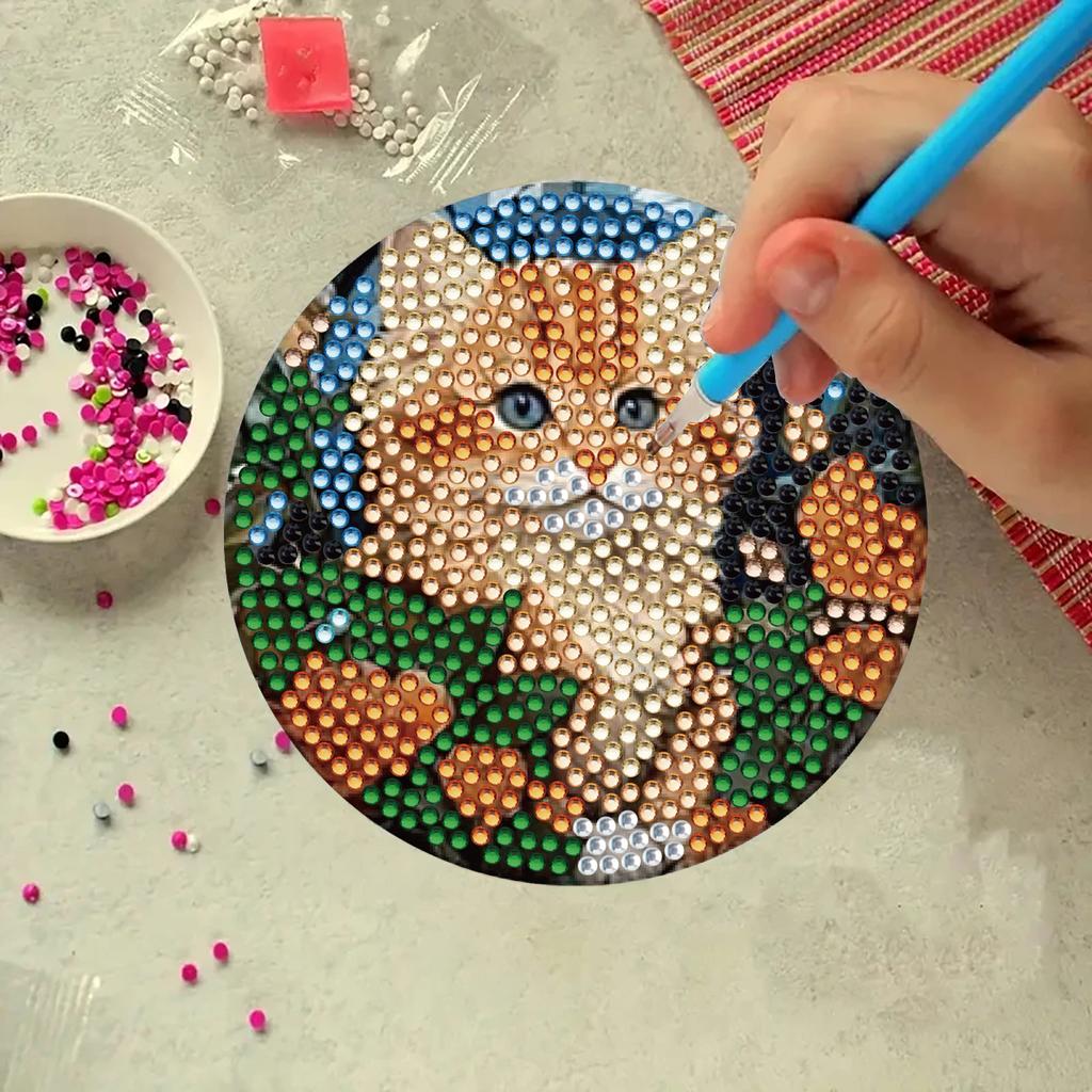 8 шт./набор подставок с рисунком в виде кошек, расписанных алмазами, подставки для самостоятельного изготовления с держателем, подходят для начинающих и взрослых, товары для творчества и рукоделия, подарки