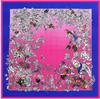 130cm Silk Scarf Women Large Shawls Floral Birds Print Ombre Stoles Square Bandana Luxury Kerchief Scarf Female Foulards