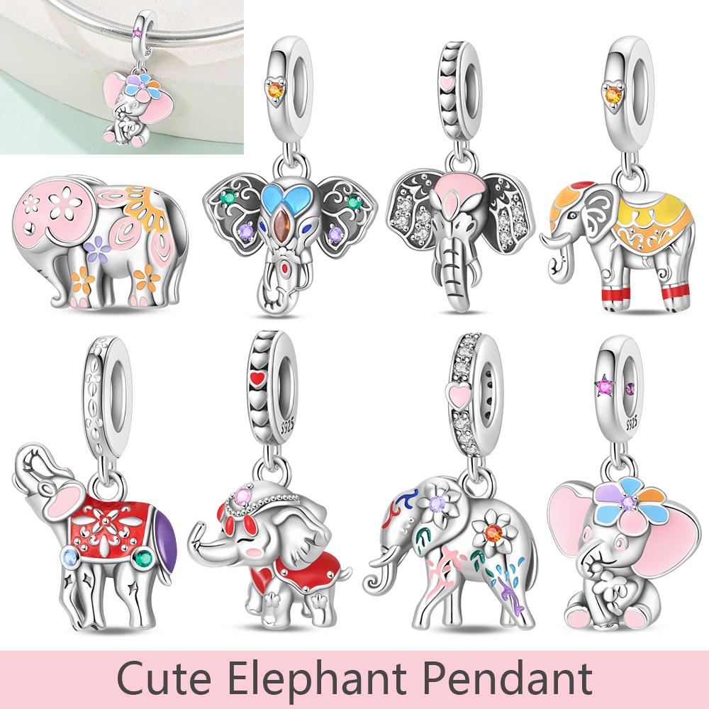 Copper Cute Mascot Elephant Talisman Charm Pendants Fit Diy Bracelet Necklace Jewelry For Women Birthday Gift